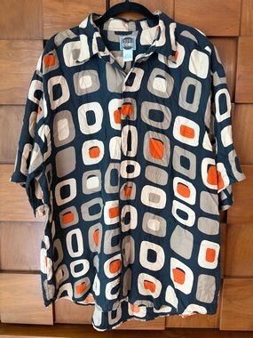 Vintage NAK Men's Silk Black Shirt